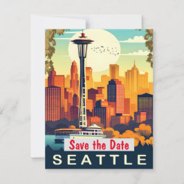 Seattle Needle Grüne Hochzeitseinladung Save The Date