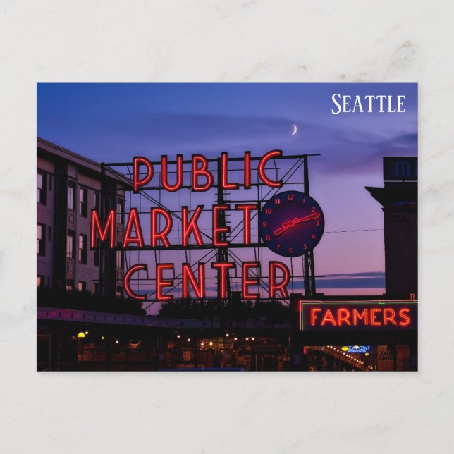 Seattle Pike Place Markt Sunset Travel Foto Postkarte (Vorderseite)