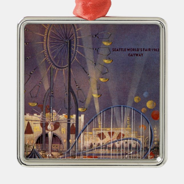 Seattle, Plakat der Weltausstellung-Washington1962 Silbernes Ornament (Vorne)