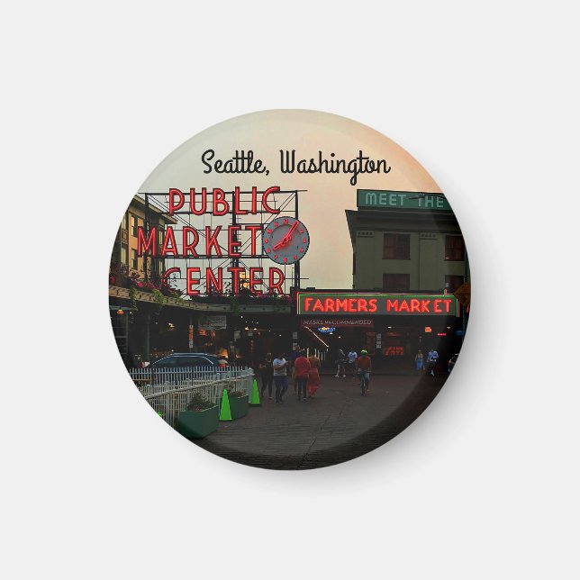 Seattle Public Market Centre #1 Round Magnet (Vorne)