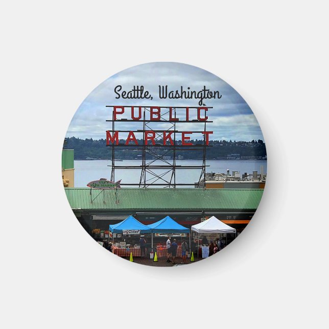 Seattle Public Market Centre #3 Round Magnet (Vorne)
