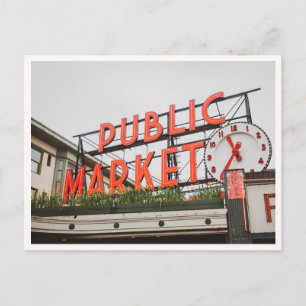 Seattle Public Market Pikes Place Schild Foto Postkarte