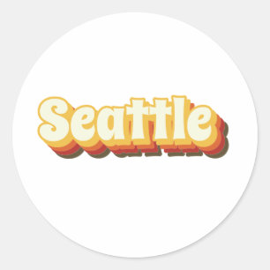 Seattle Retro Vintager Text Runder Aufkleber