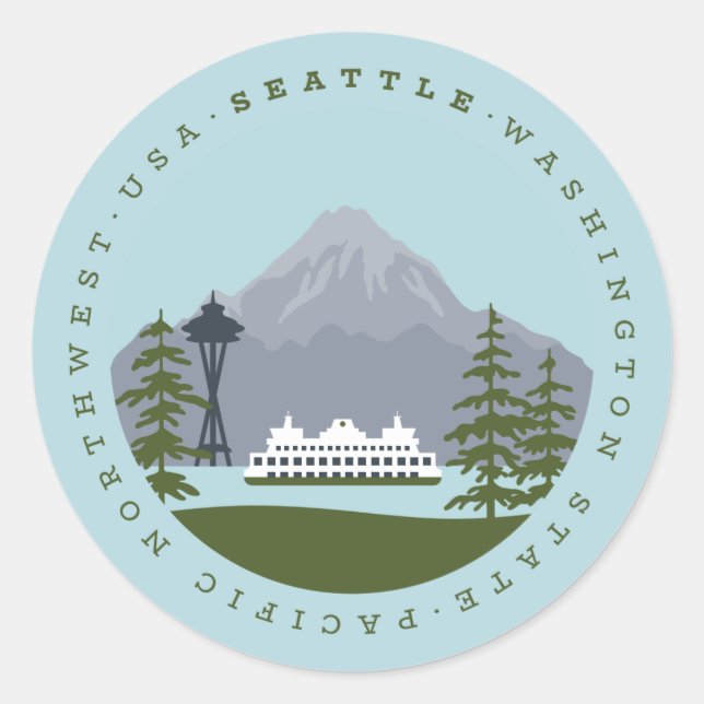 Seattle Runder Aufkleber (Vorderseite)