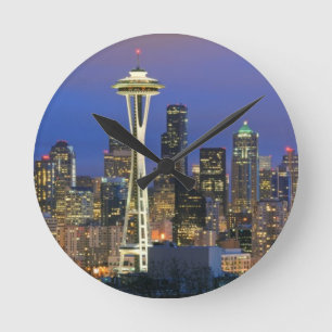 Seattle seen from Kerry Park in Queen Anne Runde Wanduhr