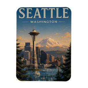 💚 Seattle-Silhouette Moderne Pacific Northwest-St Magnet