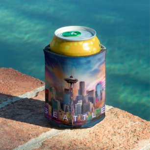Seattle Skyline Abstrakt Art Dosenkühler