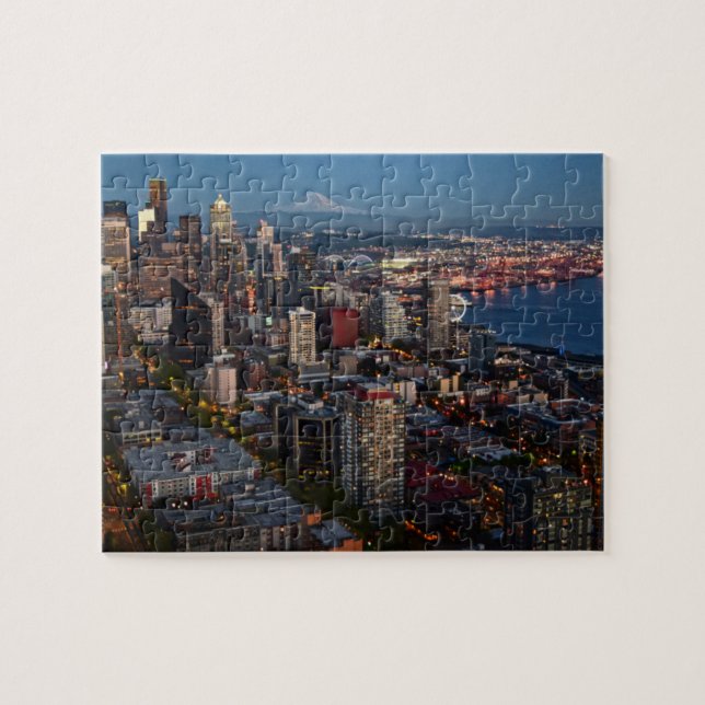 Seattle-Skyline an Dämmerung Puzzlespiel (Horizontal)