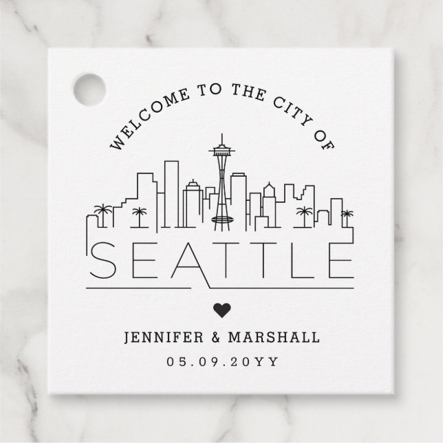 Seattle Skyline | Begrüßung Geschenkanhänger (Vorderseite)