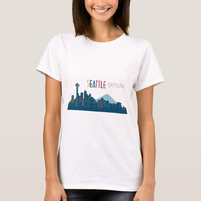 Seattle Skyline Blue T-Shirt (Vorderseite)