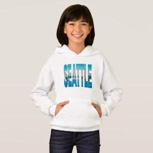 Seattle Skyline Foto Typografie Moderne Wasserfarb Hoodie