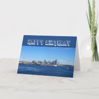 Seattle Skyline Happy Birthday