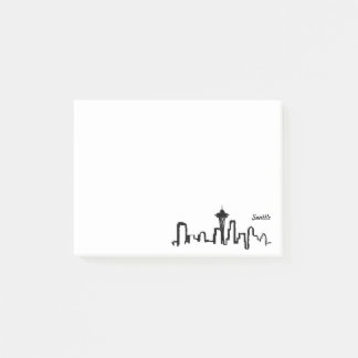 Seattle Skyline in schwarzer Tinte Post-it Klebezettel