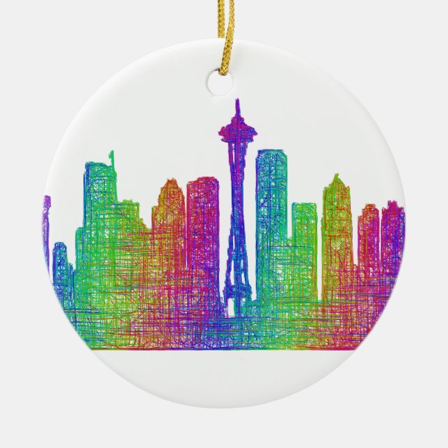 Seattle-Skyline Keramikornament (Vorne)