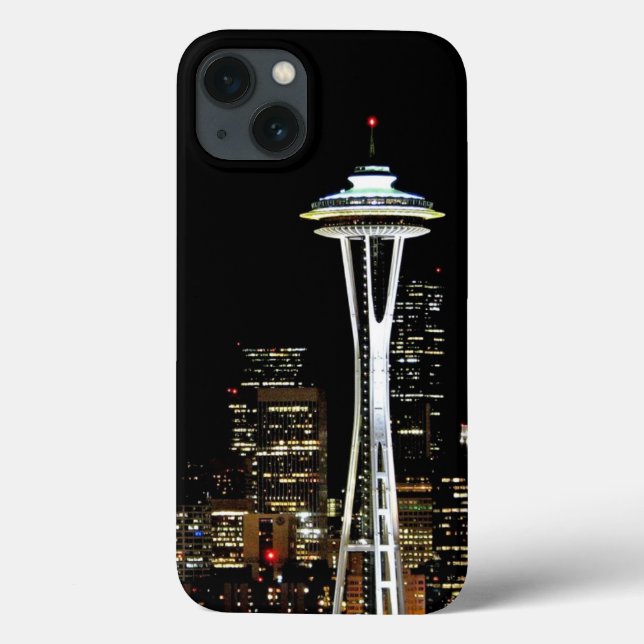 Seattle-Skyline nachts, mit Raum-Nadel Case-Mate iPhone Hülle (Rückseite)