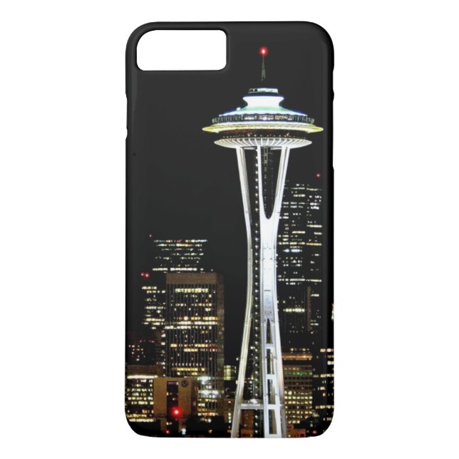 Seattle-Skyline nachts, mit Raum-Nadel Case-Mate iPhone Hülle (Rückseite)