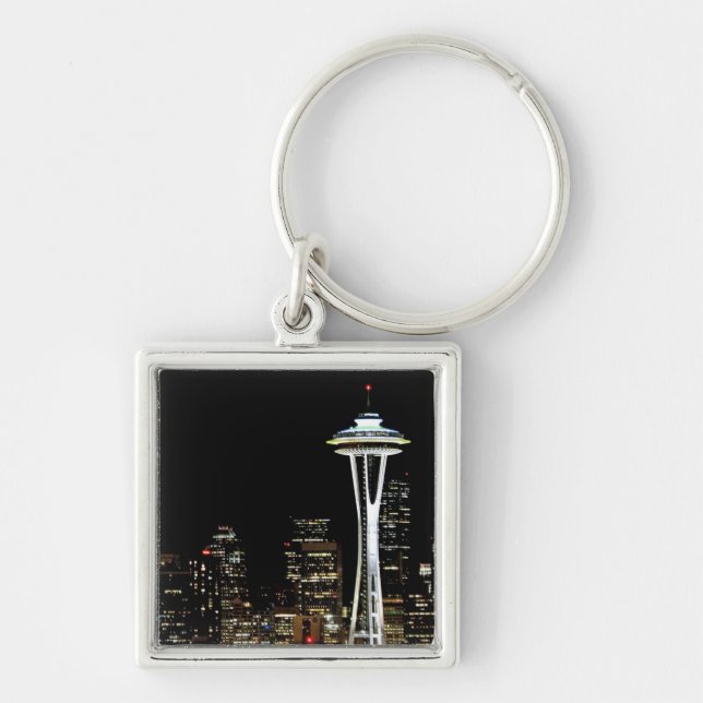 Seattle-Skyline nachts, mit Raum-Nadel Schlüsselanhänger (Vorne)