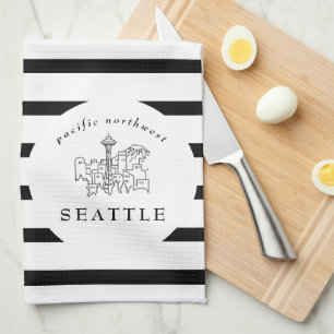 Seattle-Skyline Pacific Northwest Minimale Umrandu Geschirrtuch