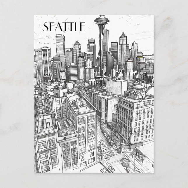 Seattle Skyline Postkarte (Vorderseite)