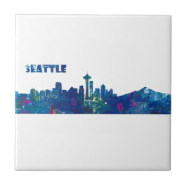 Seattle Skyline-Silhouette Fliese