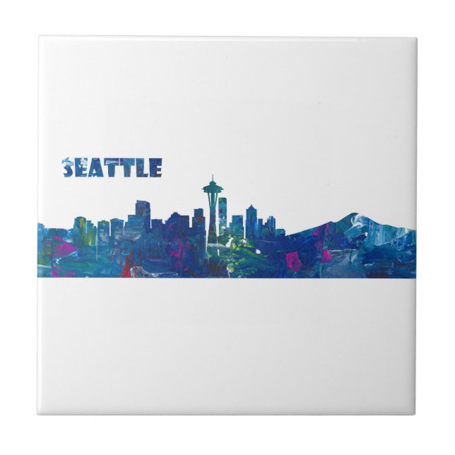 Seattle Skyline-Silhouette Fliese (Vorderseite)