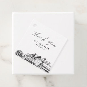 Seattle-Skyline-Skizze Hochzeit Modernes Geschenk- Geschenkanhänger