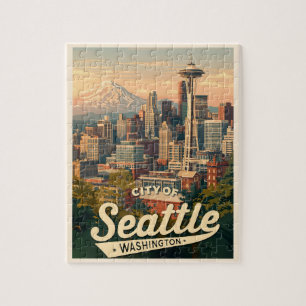 Seattle Skyline – Space Needle & Mount Rainier
