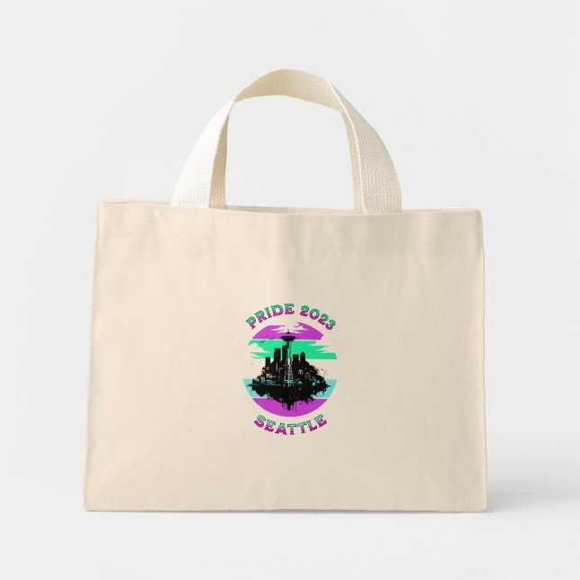 Seattle Skyline Stroke Mini Stoffbeutel (Vorne)