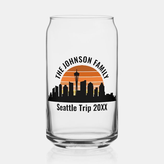 Seattle Skyline Sunset Custom Family Trip Dosenglas (Vorderseite)