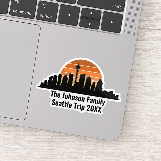 Seattle Skyline Sunset Custom Family Trip Notebook Aufkleber (Detail)