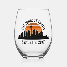 Seattle Skyline Sunset Custom Family Trip Weinglas Ohne Stiel