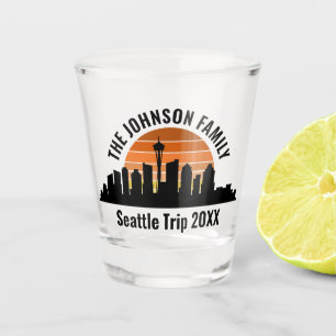 Seattle Skyline Sunset Custom Family Vacation Schnapsglas