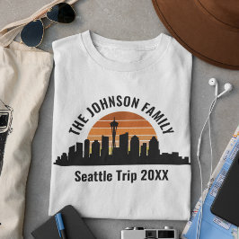 Seattle Skyline Sunset Custom Family Vacation T-Shirt