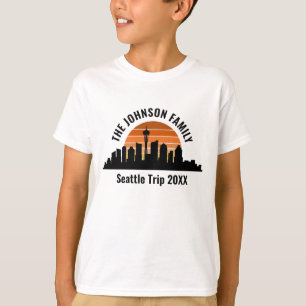 Seattle Skyline Sunset Custom Vacacation Kids T-Shirt