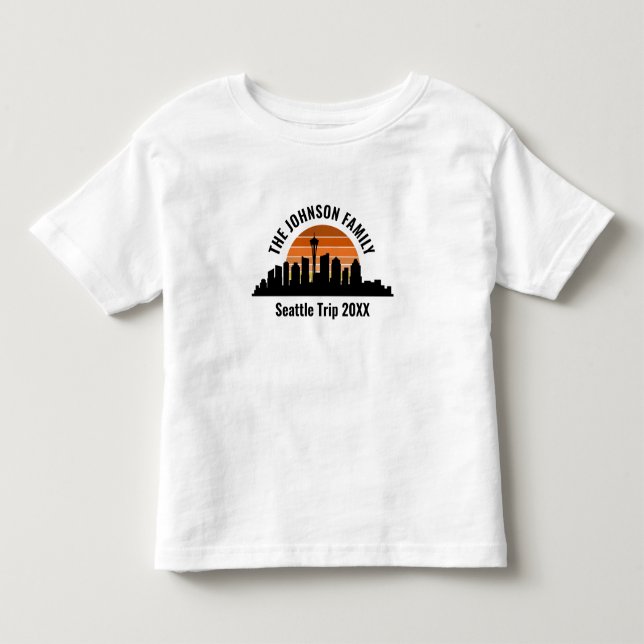 Seattle Skyline Sunset Custom Vacation Kleinkind T-shirt (Vorderseite)
