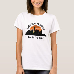 Seattle Skyline Sunset Custom Vacation Women T-Shirt