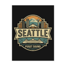 Seattle Skyline Washington USA Retro-Abzeichen