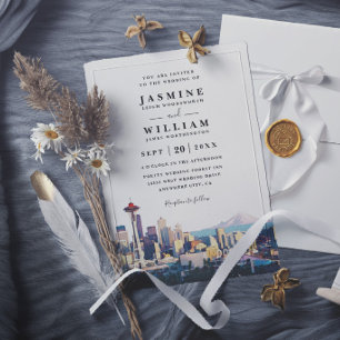 SEATTLE Skyline Ziel Moderne Elegante Hochzeit Einladung