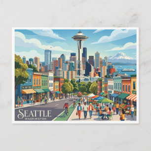 Seattle & Space Needle Washington Postkarte