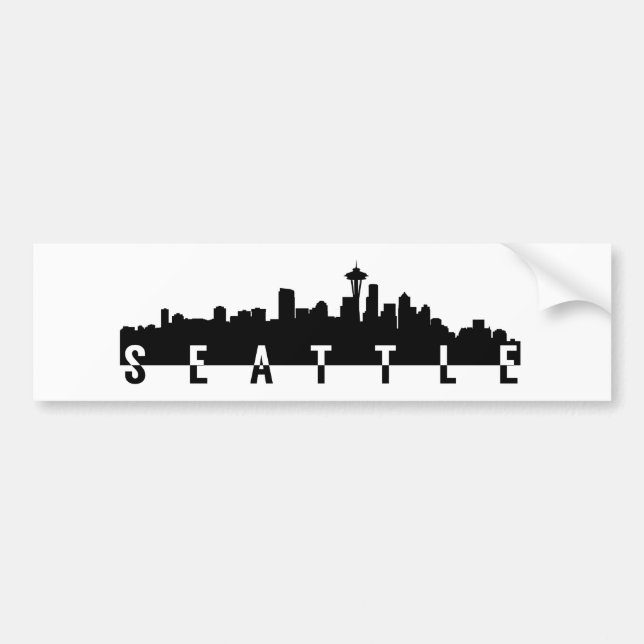 Seattle-Stadt Skyline-Silhouetteschwarzform americ Autoaufkleber (Vorne)
