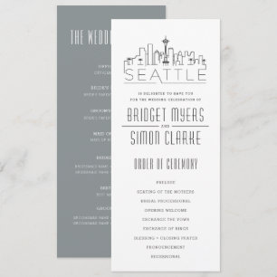 Seattle stilisierte Skyline   Hochzeitsprogramm Einladung