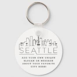 Seattle Stylized Skyline | Benutzerdefinierter Slo Schlüsselanhänger