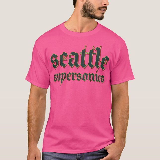 Seattle Supersonics Gothic-Logo T-Shirt (Vorderseite)