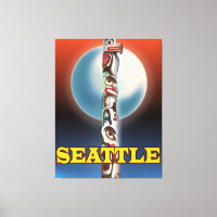 Seattle Totem Pol Reiseplakat