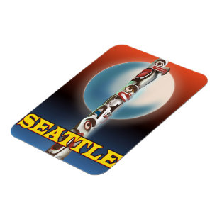 Seattle Totempfahl Reiseposter Druck Magnet