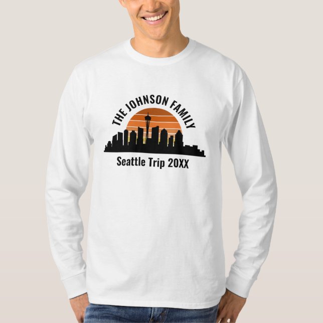 Seattle Trip Skyline Sunset Custom Long Sleeve T-Shirt (Vorderseite)