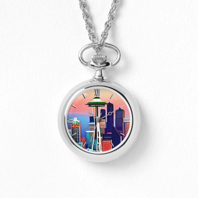 Seattle under the Dawn Sky Armbanduhr (Vorderseite)