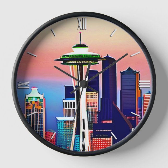 Seattle under the Dawn Sky Uhr (Vorderseite)