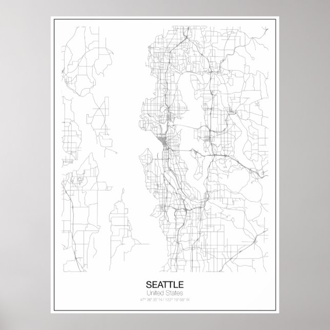 Seattle, United Staaten Minimalistisch Map Poster (Vorne)