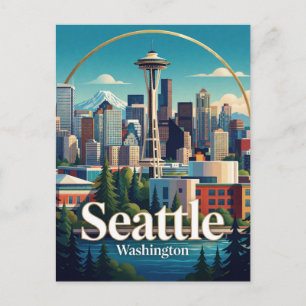 Seattle USA Space Needle Berg Reise Postkarte